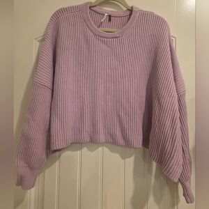 FREE PEOPLE Ribbed Sweater Cotton Lavender Oversize S will Fit Up To XXL
